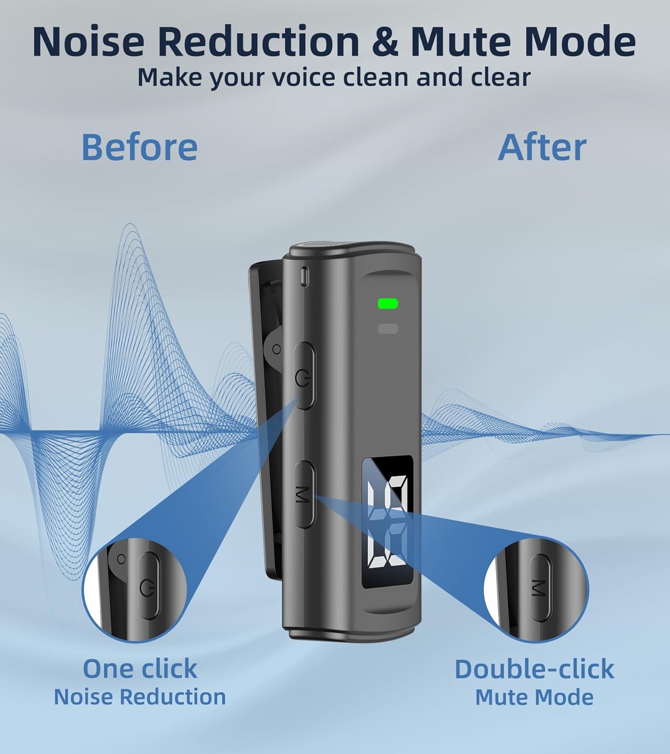 NPTCL Wireless Lavalier Microphone for iPhone 17/16/15 Android - Mini Phone Microphone Clip on Lapel Mic with 35H Charging Case for Video Recording TikTok YouTube, 75Ft Transmission