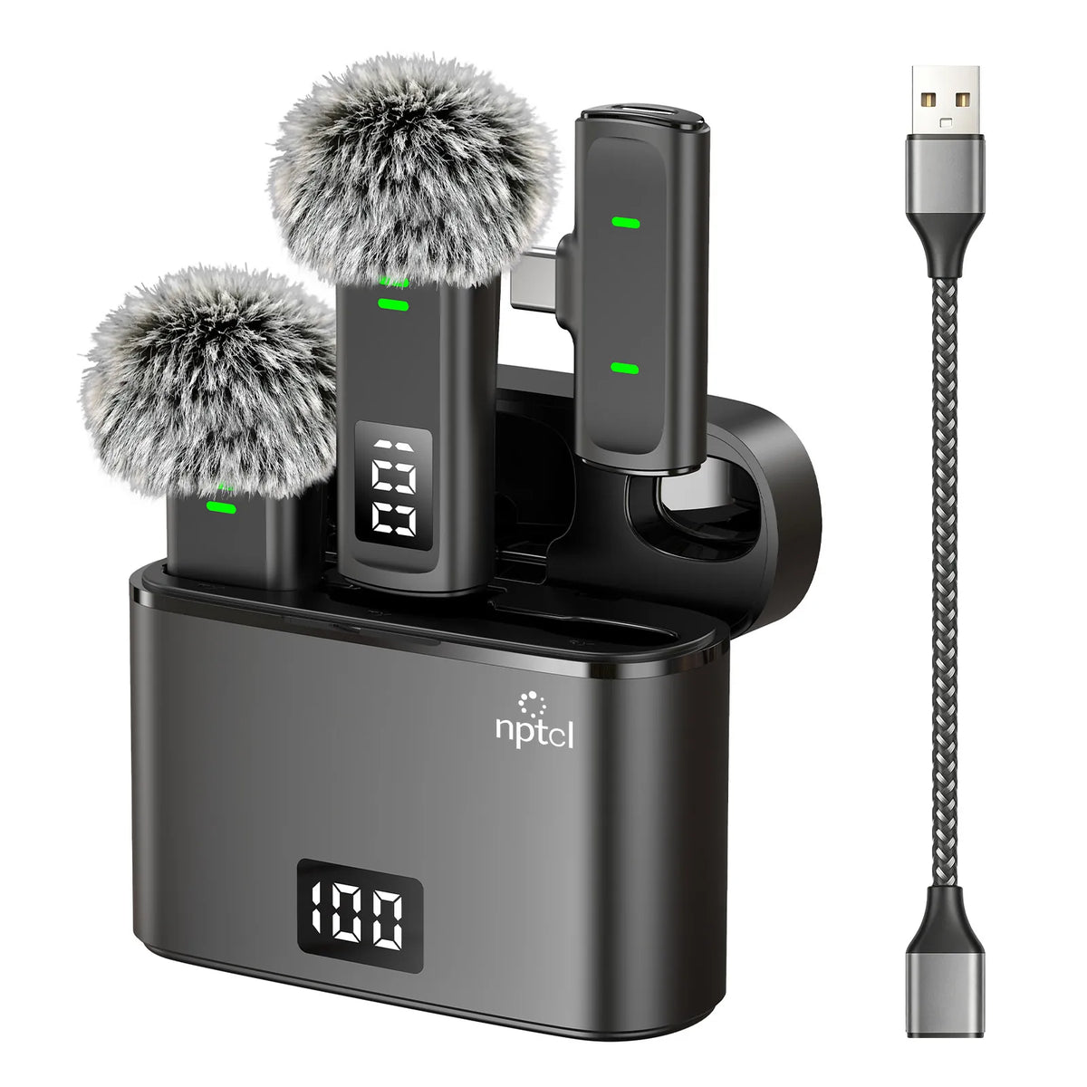 NPTCL H10 Pro Wireless Lapel Microphone with Charging Case