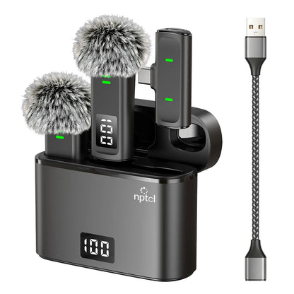 NPTCL H10 Pro Wireless Lapel Microphone with Charging Case