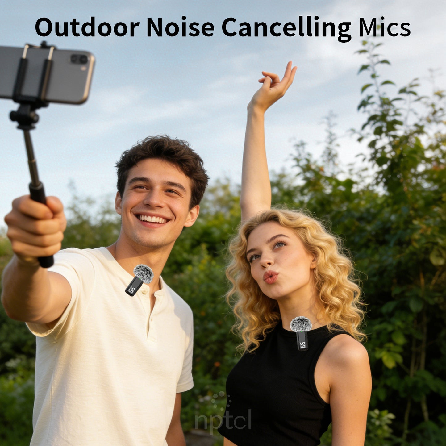 NPTCL Wireless Lavalier Microphone for iPhone Android Phone (H6-USB +USB C)