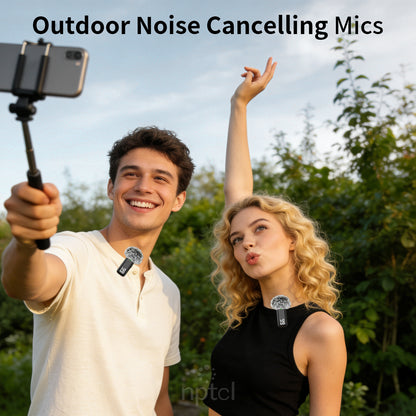 NPTCL Wireless Lavalier Microphone for iPhone Android Phone (H6-USB +USB C)