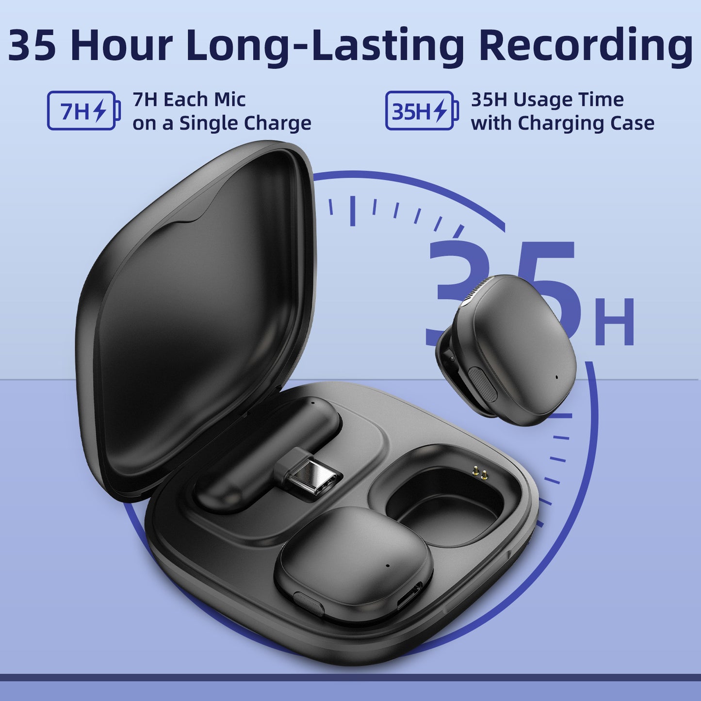 Wireless Microphone for iPhone 17 16 15 - AI Noise Cancelling Mini Lavalier Mic USB C for Android Phone with 35H Charging Case for Video Recording Vlogging YouTube TikTok