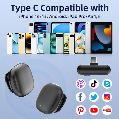 Wireless Microphone for iPhone 17 16 15 - AI Noise Cancelling Mini Lavalier Mic USB C for Android Phone with 35H Charging Case for Video Recording Vlogging YouTube TikTok