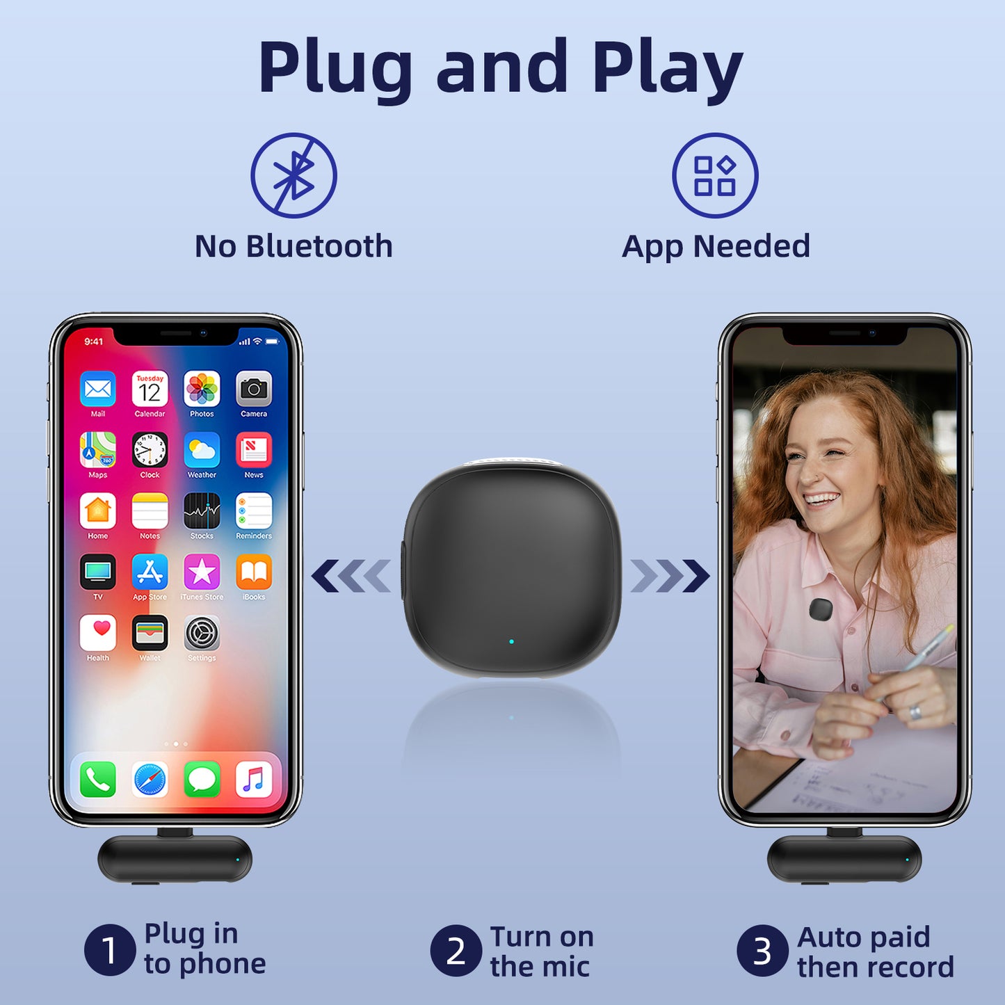 Wireless Microphone for iPhone 17 16 15 - AI Noise Cancelling Mini Lavalier Mic USB C for Android Phone with 35H Charging Case for Video Recording Vlogging YouTube TikTok