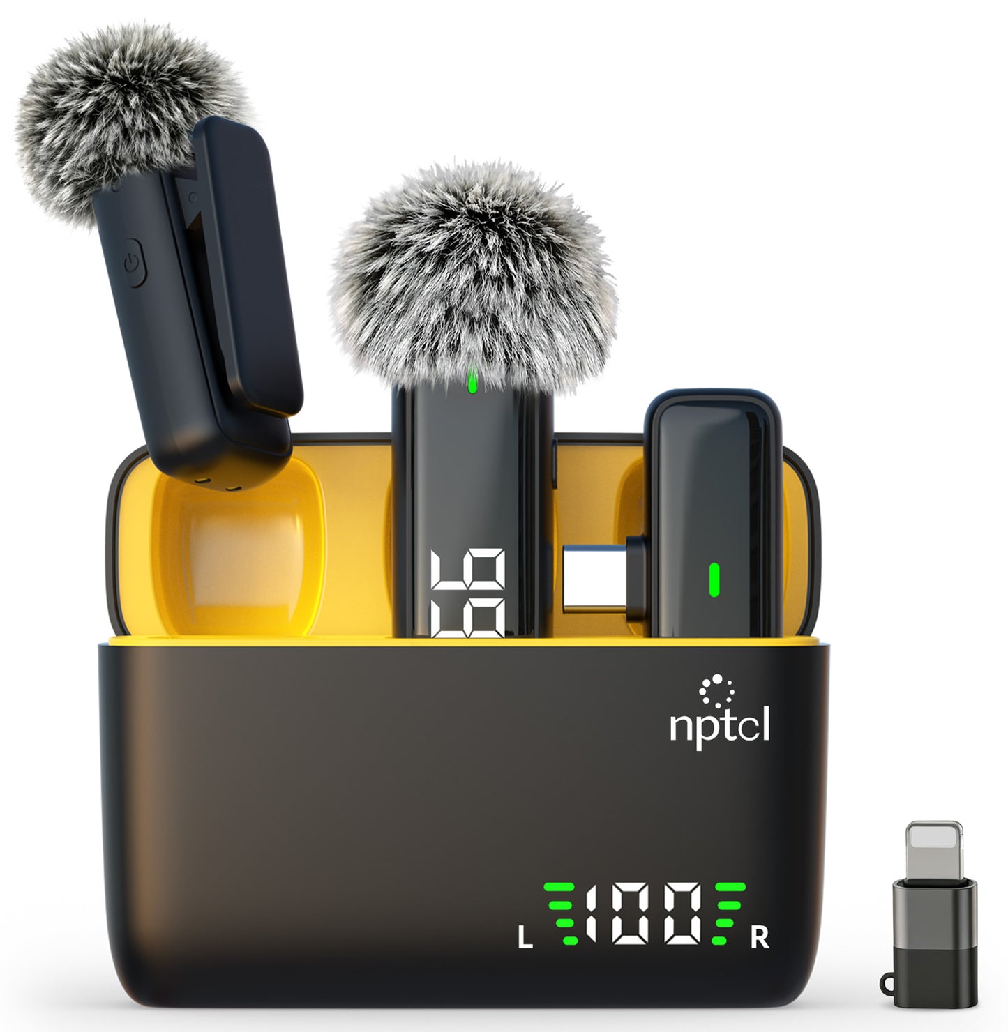 NPTCL Wireless Lavalier Microphone for iPhone Android Phone (H6, USB C)