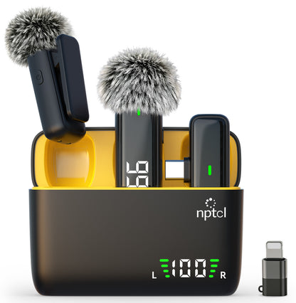 NPTCL Wireless Lavalier Microphone for iPhone Android Phone (H6, USB C)
