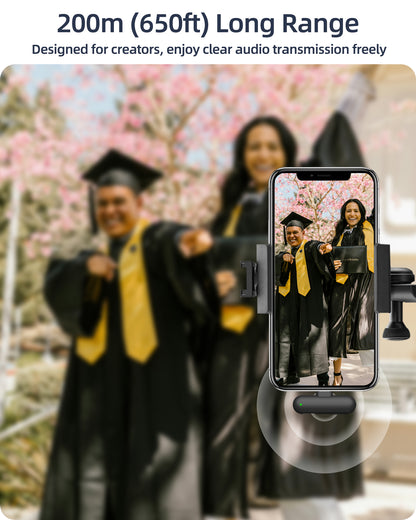 Wireless Mini Microphone AI Noise Cancellation - 48kHz/24bit Studio Sound, 35Hours Battery, USB-C Lapel Lavalier Mic for iPhone, Android, Computer, Content Creators, YouTube, Streaming & Interviews