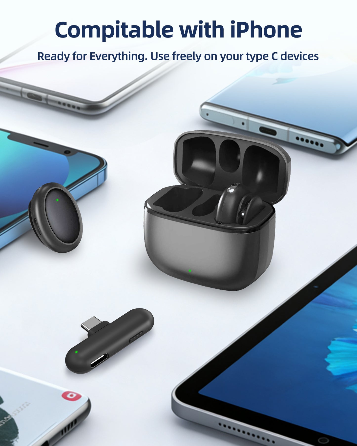 Wireless Mini Microphone AI Noise Cancellation - 48kHz/24bit Studio Sound, 35Hours Battery, USB-C Lapel Lavalier Mic for iPhone, Android, Computer, Content Creators, YouTube, Streaming & Interviews