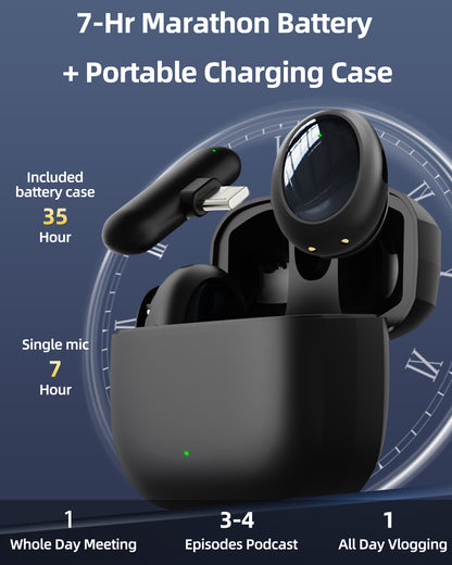 Wireless Mini Microphone AI Noise Cancellation - 48kHz/24bit Studio Sound, 35Hours Battery, USB-C Lapel Lavalier Mic for iPhone, Android, Computer, Content Creators, YouTube, Streaming & Interviews