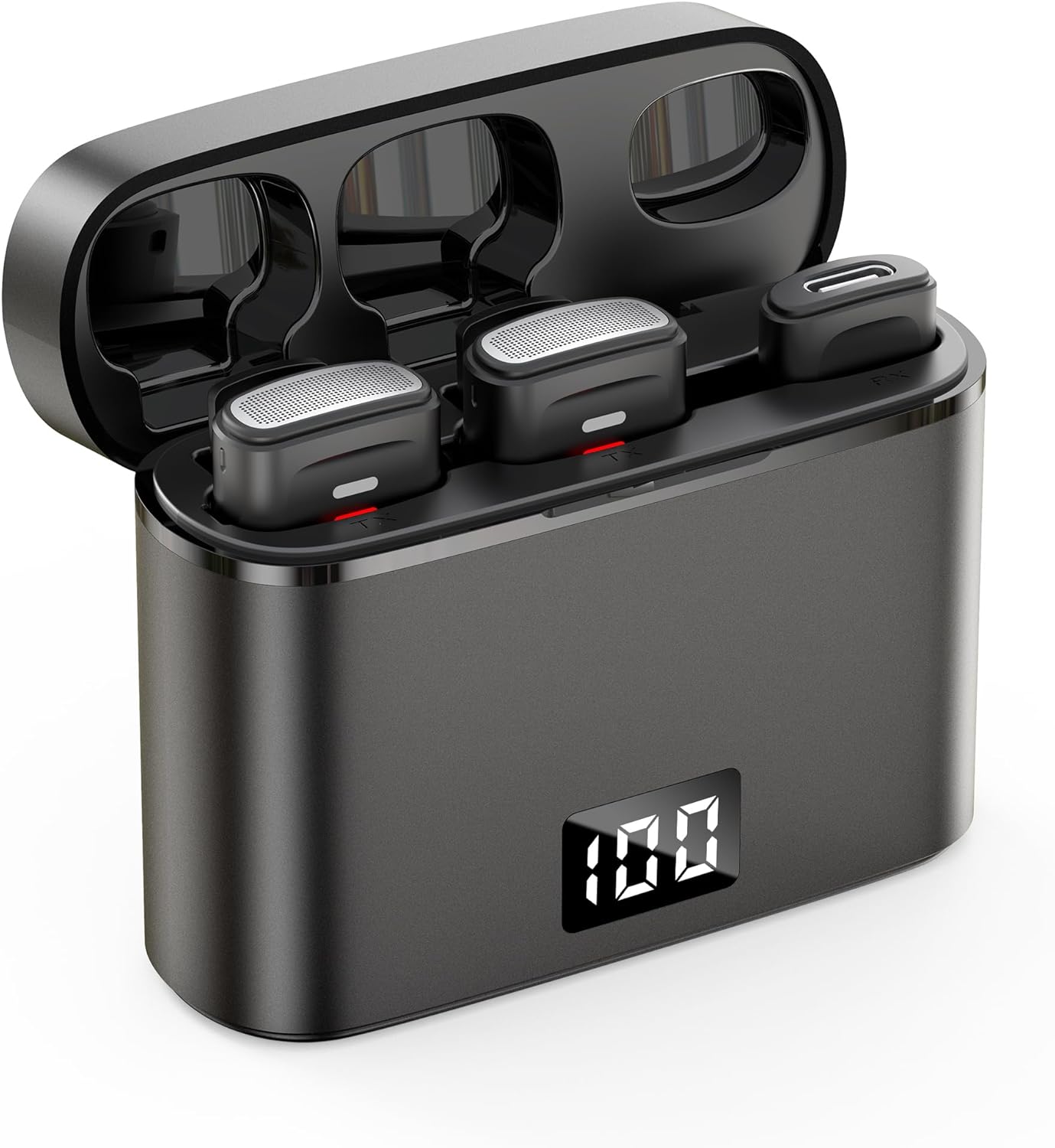NPTCL Wireless Lavalier Microphone for iPhone 17/16/15 Android - Mini Phone Microphone Clip on Lapel Mic with 35H Charging Case for Video Recording TikTok YouTube, 75Ft Transmission