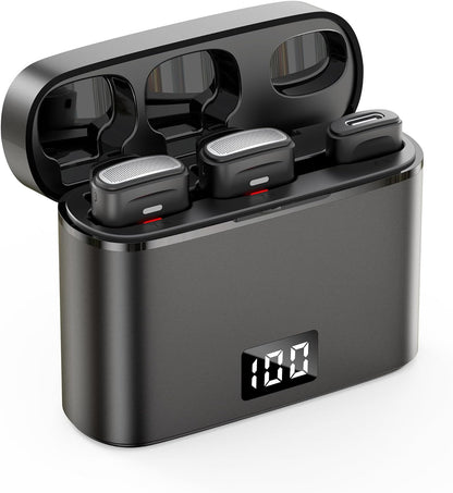 NPTCL Wireless Lavalier Microphone for iPhone 17/16/15 Android - Mini Phone Microphone Clip on Lapel Mic with 35H Charging Case for Video Recording TikTok YouTube, 75Ft Transmission