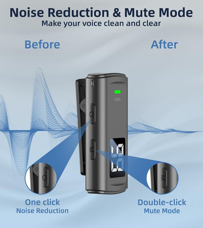 NPTCL Wireless Lavalier Microphone for iPhone 17/16/15 Android - Mini Phone Microphone Clip on Lapel Mic with 35H Charging Case for Video Recording TikTok YouTube, 75Ft Transmission