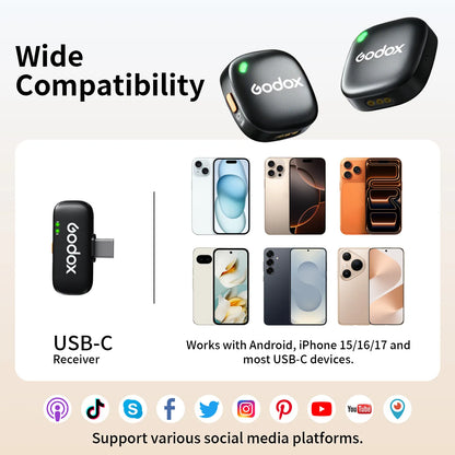 NPTCL C01 Cube Wireless Lavalier Microphone for iPhone iPad Android